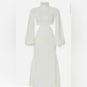 WeWoreWhat Cream Long Sleeve Ribbed Knit Cutout Dress
